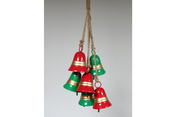 Christmas Bells on a rope-red & Green Festive Decoration