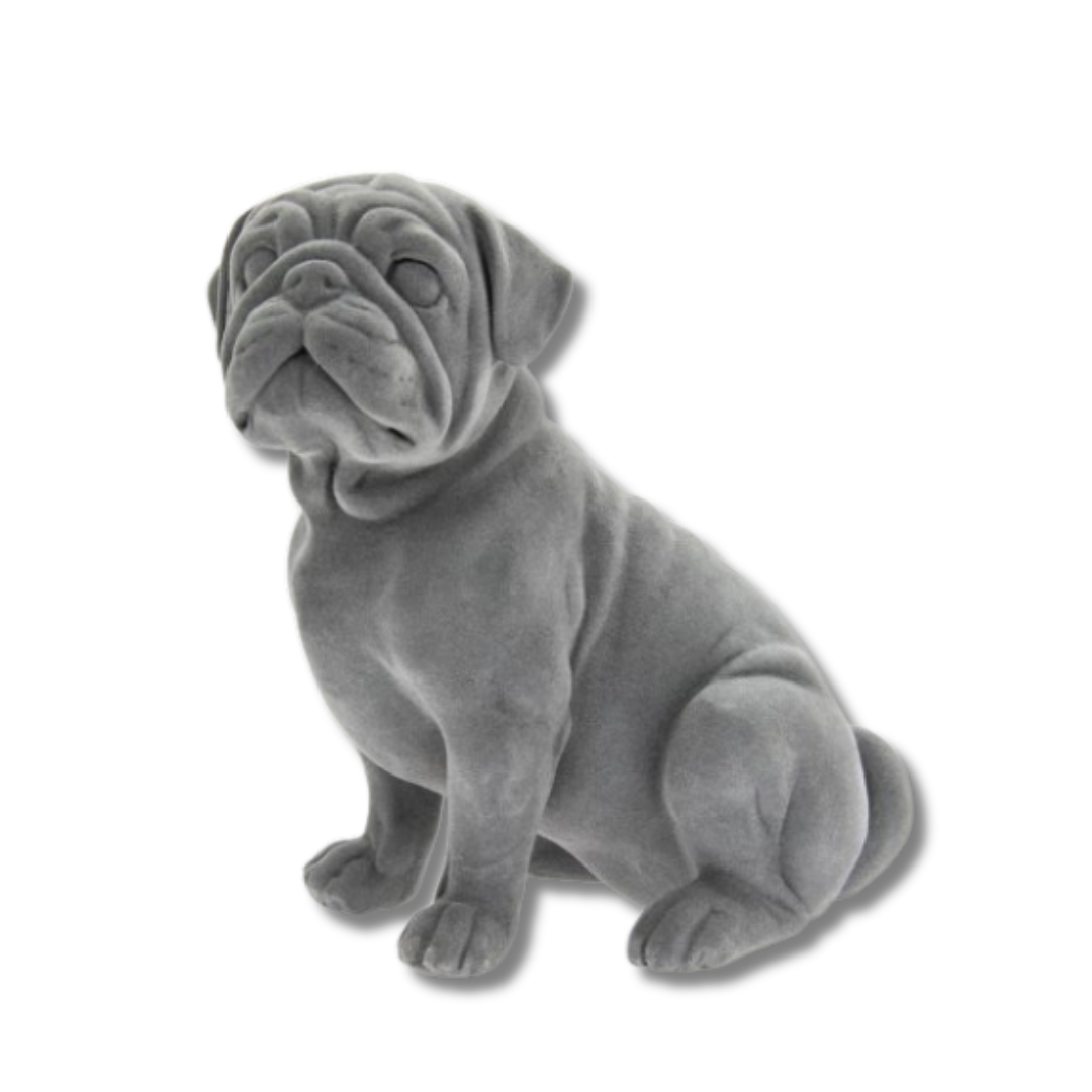 Grey Velvet Pug Wall Sculpture