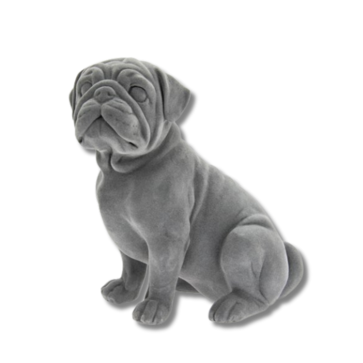 Grey Velvet Pug Wall Sculpture