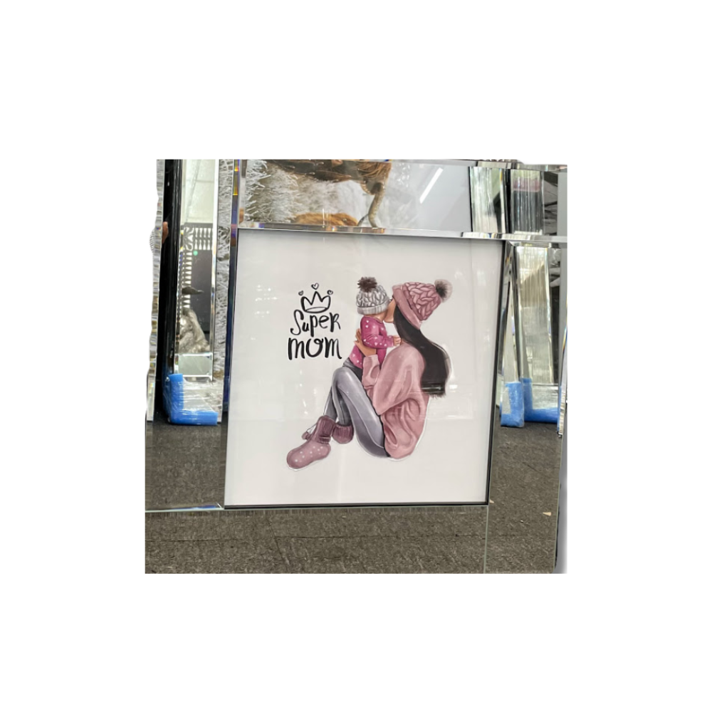 Super Mum Pink Beanie Mirror Art