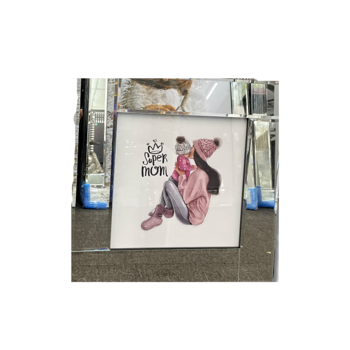 Super Mum Pink Beanie Mirror Art