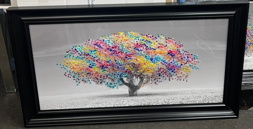 Blossom Tree Multi-Coloured Picture with Back frame