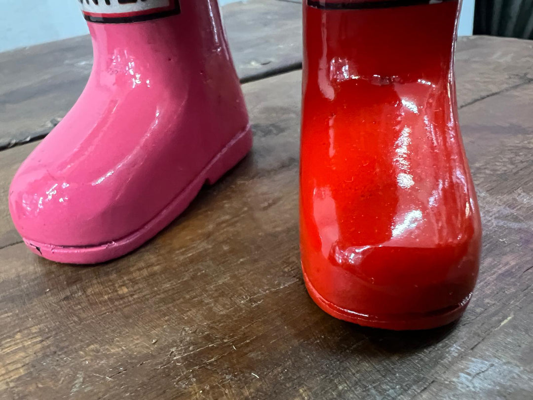 Colourful Wellies Wooden Duck Wine Holder & duck ornaments