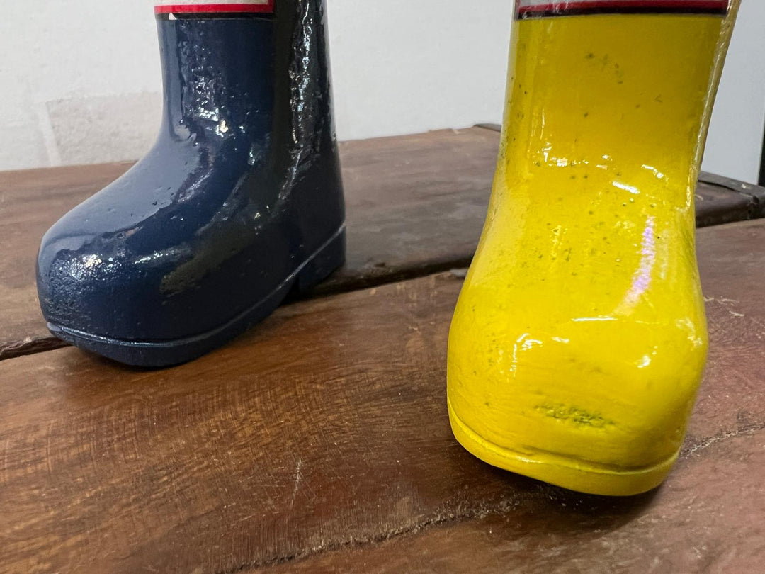 Colourful Wellies Wooden Duck Wine Holder & duck ornaments