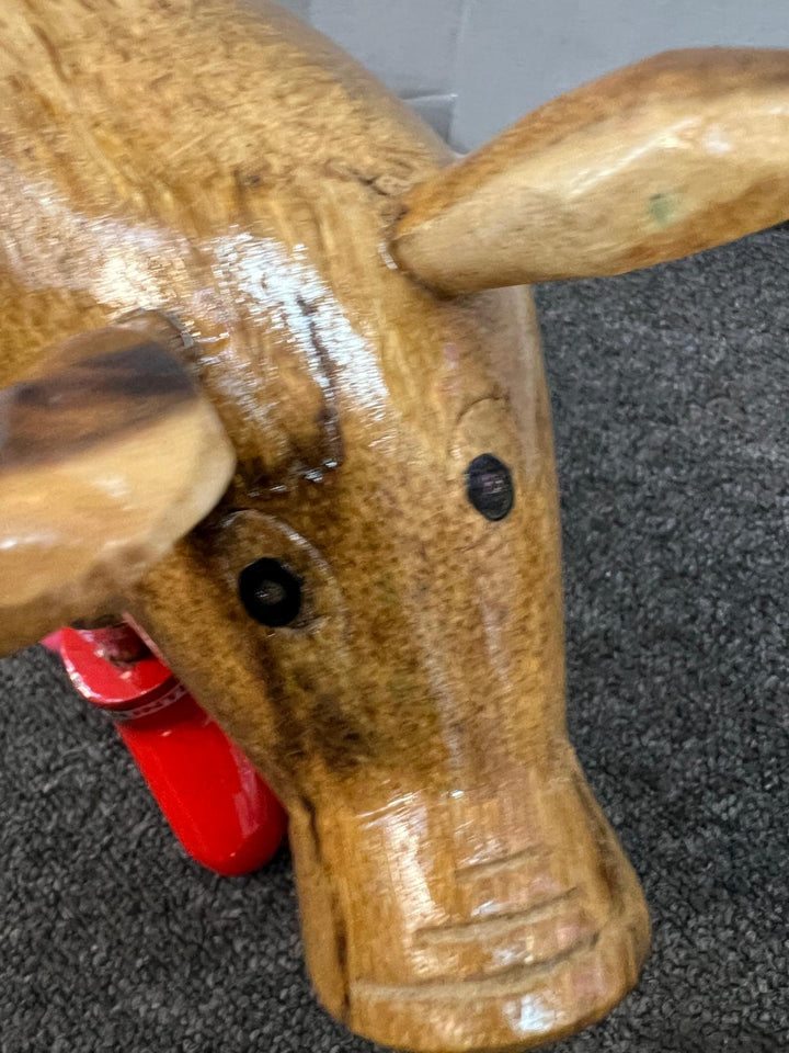 Wooden Pig Ornament in Colourful Wellies Wine Bottle Holder & ornaments