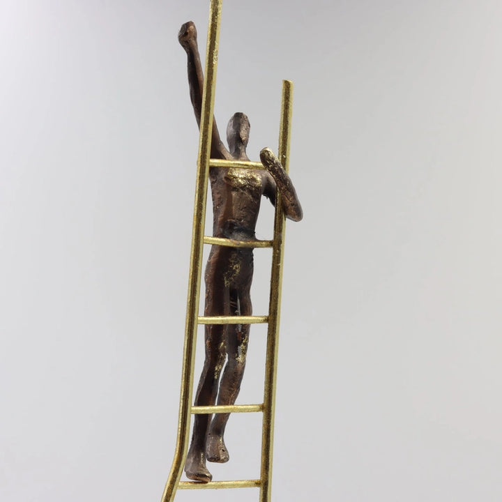 Thinking Man on Gold Ladder Polyresin Hand-Painted Decorative Ornament
