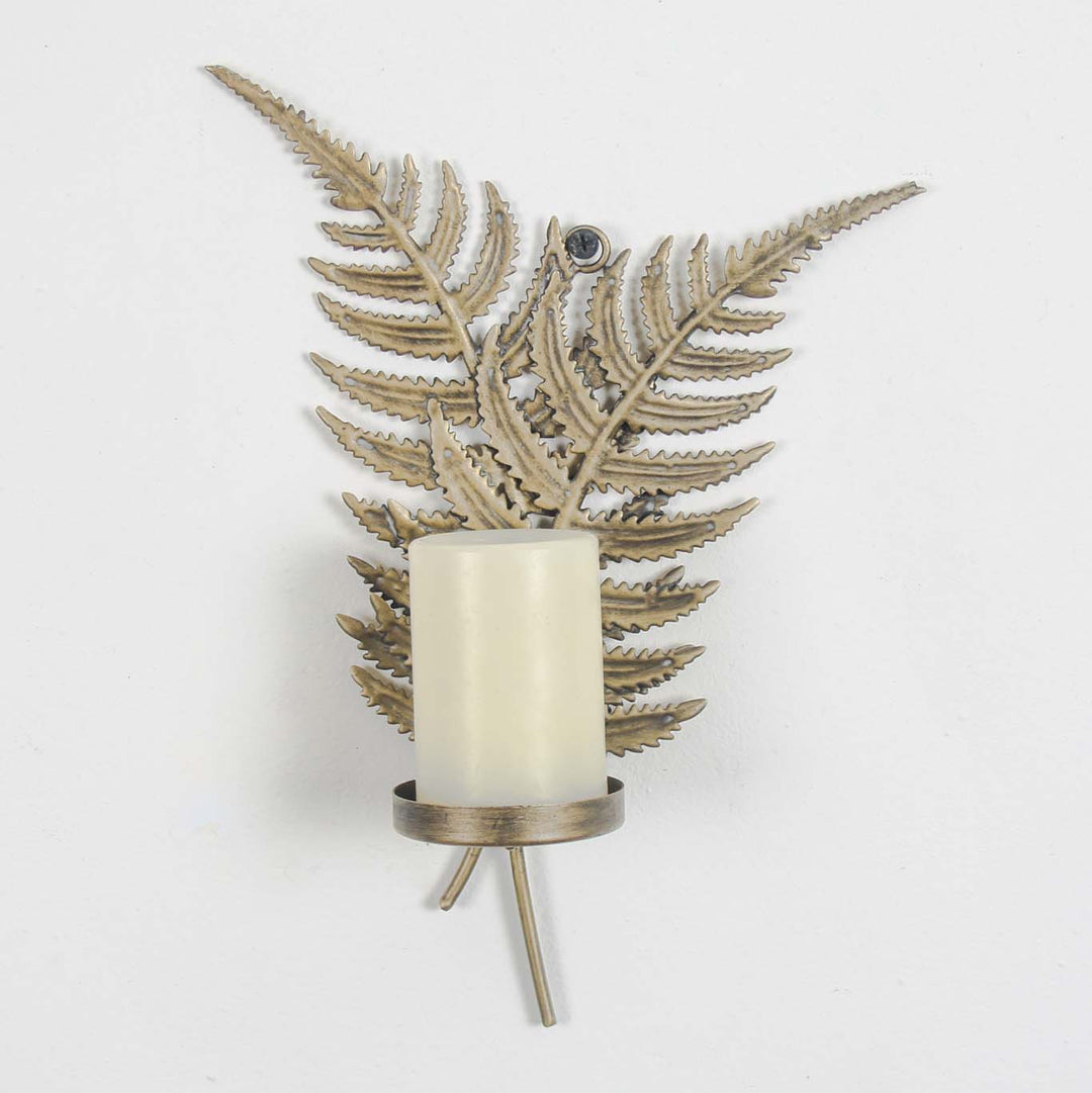Fern Leaf Wall Sconce – Gold & Brass Metal Decorative Candle/tea light Holder