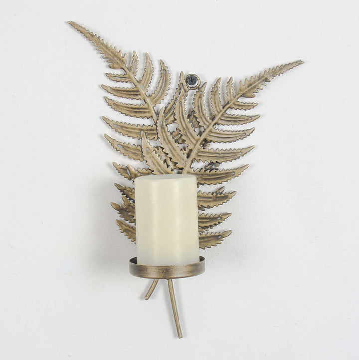 Fern Leaf Wall Sconce – Gold & Brass Metal Decorative Candle/tea light Holder