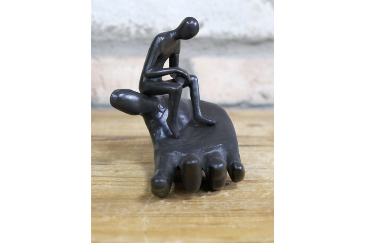 Man on Hand Wall Sculpture – Creative Decorative Hand Art for Home, Desk or Shelf