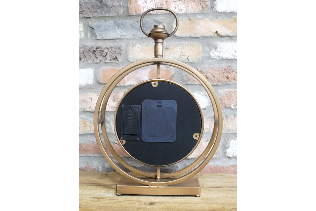 Gold Clock with Moving Cogs and Roman Numerals – Vintage Style rectangle base