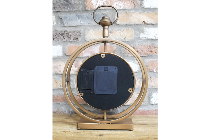Gold Clock with Moving Cogs and Roman Numerals – Vintage Style rectangle base