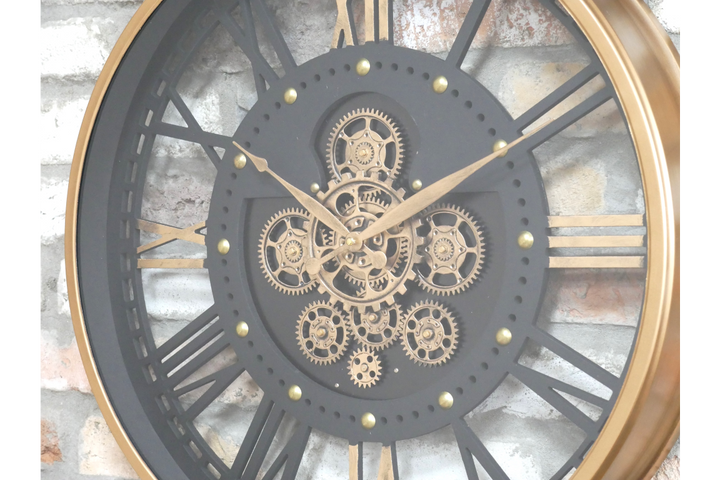 Industrial Clock With Cogs | Decorative Gear Wall Clock for Home & Office