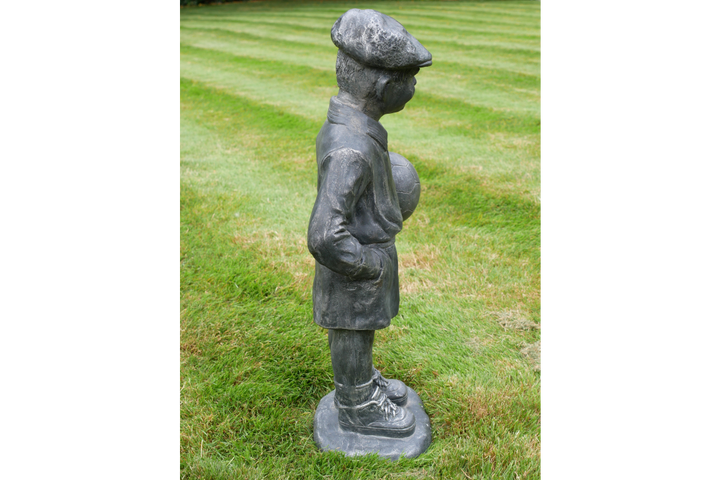 Boy with Football Figurine – Sports Ornament for Home & Garden Decor