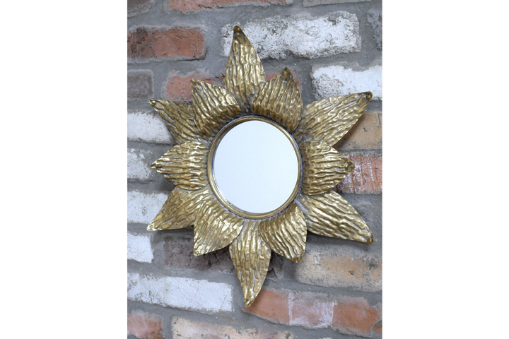 Small Flower Mirror Decorative Metal Wall Ornament for Home Décor