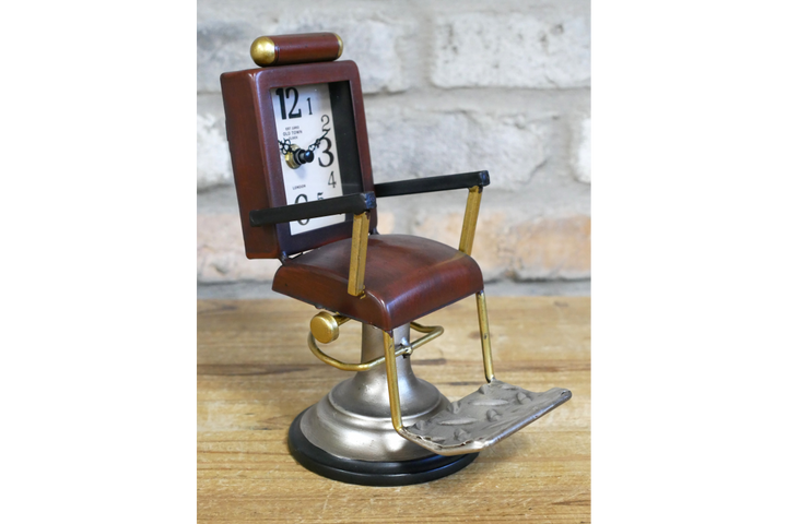 Green Brown barbers chair table clock decorative ornamental battery powered