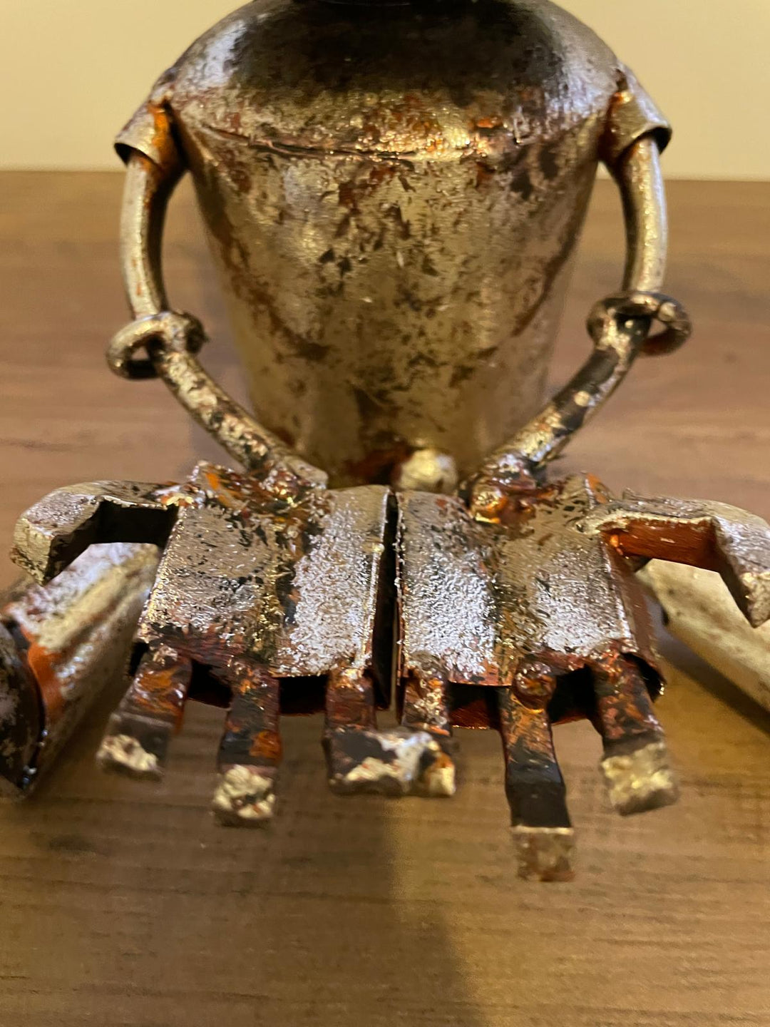 Rustic Silver Metal Robot Ornament Art Figure Wobbly Parts Sitting/Standing Decor