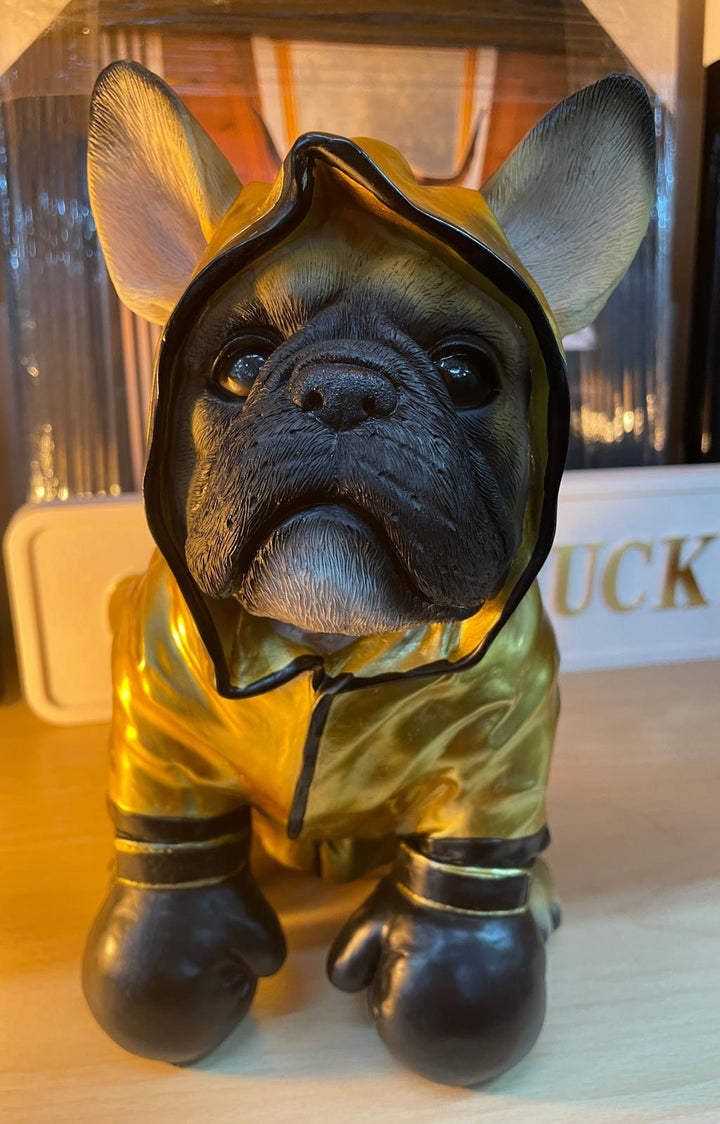 French Bulldog resin boxing gloves & robe decorative quirky ornaments