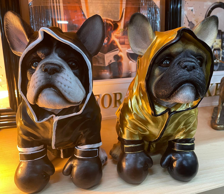 French Bulldog resin boxing gloves & robe decorative quirky ornaments