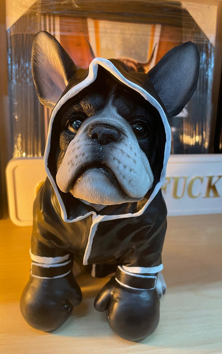 French Bulldog resin boxing gloves & robe decorative quirky ornaments