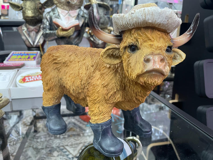 Highland Cow wearing wellies and cowboy hat Ornament