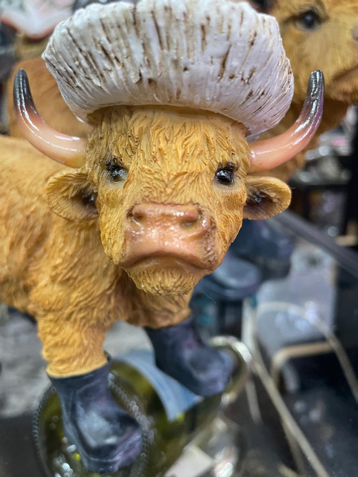 Highland Cow wearing wellies and cowboy hat Ornament