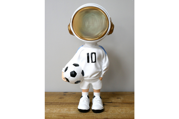Blue or white Astronaut Soccer Figurine Resin #10 Footballer ornament Gold Helmet