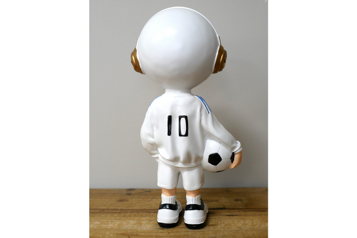 Blue or white Astronaut Soccer Figurine Resin #10 Footballer ornament Gold Helmet