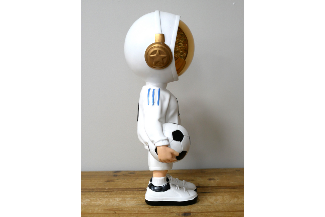 Blue or white Astronaut Soccer Figurine Resin #10 Footballer ornament Gold Helmet