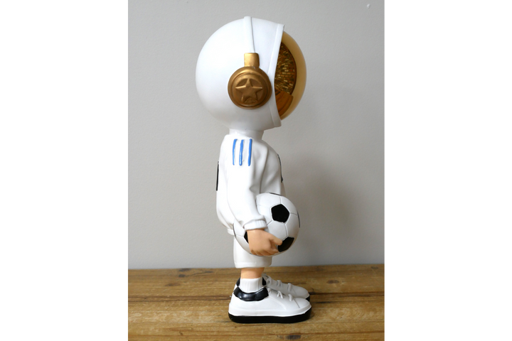 Blue or white Astronaut Soccer Figurine Resin #10 Footballer ornament Gold Helmet