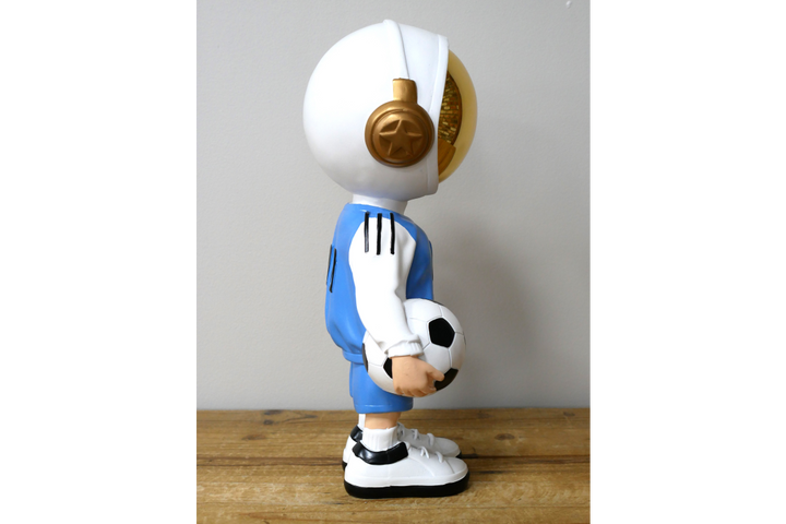 Blue or white Astronaut Soccer Figurine Resin #10 Footballer ornament Gold Helmet