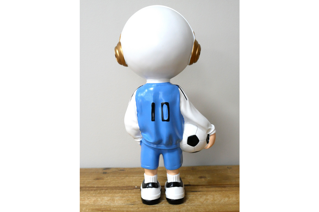 Blue or white Astronaut Soccer Figurine Resin #10 Footballer ornament Gold Helmet