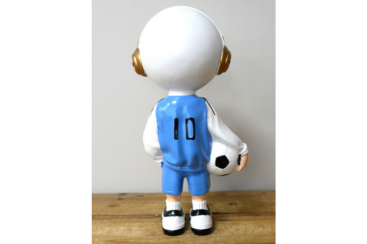 Blue or white Astronaut Soccer Figurine Resin #10 Footballer ornament Gold Helmet