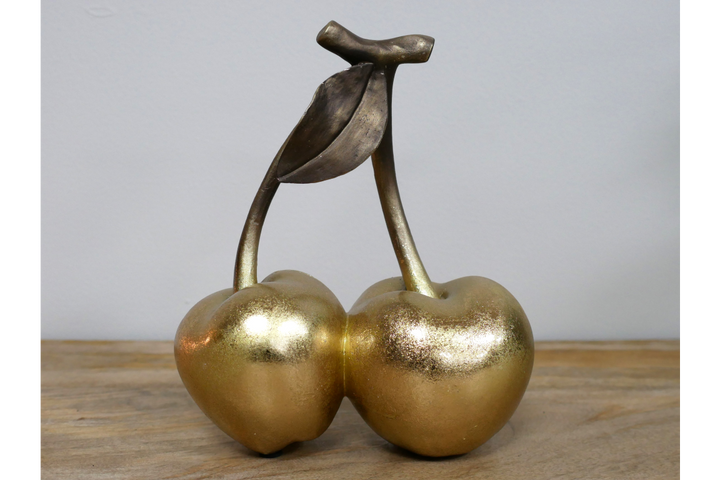 Luxury Golden Cherries Decorative Ornament – Modern Gold Fruit Sculpture for Home Décor