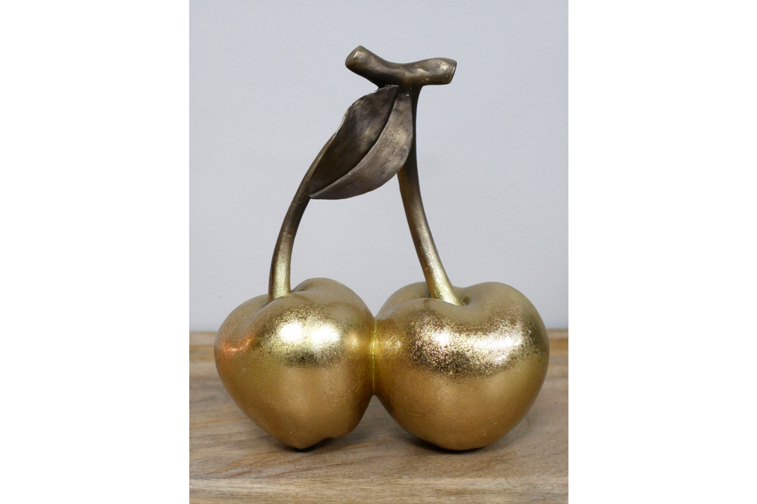Luxury Golden Cherries Decorative Ornament – Modern Gold Fruit Sculpture for Home Décor
