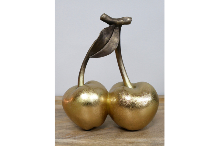 Luxury Golden Cherries Decorative Ornament – Modern Gold Fruit Sculpture for Home Décor