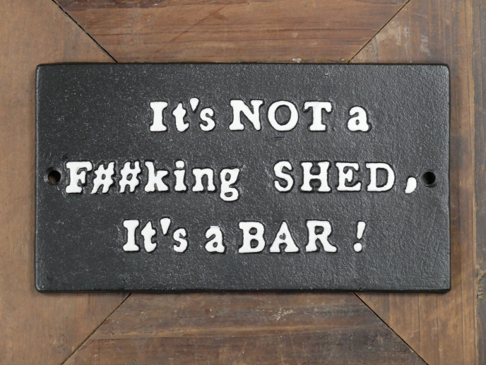 Quirky SHED Cast Iron Sign Rustic Mancave Garden Shed Bar Wall Décor