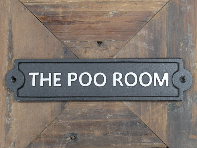 Loo/toilet quirky signs black & white cast iron signs