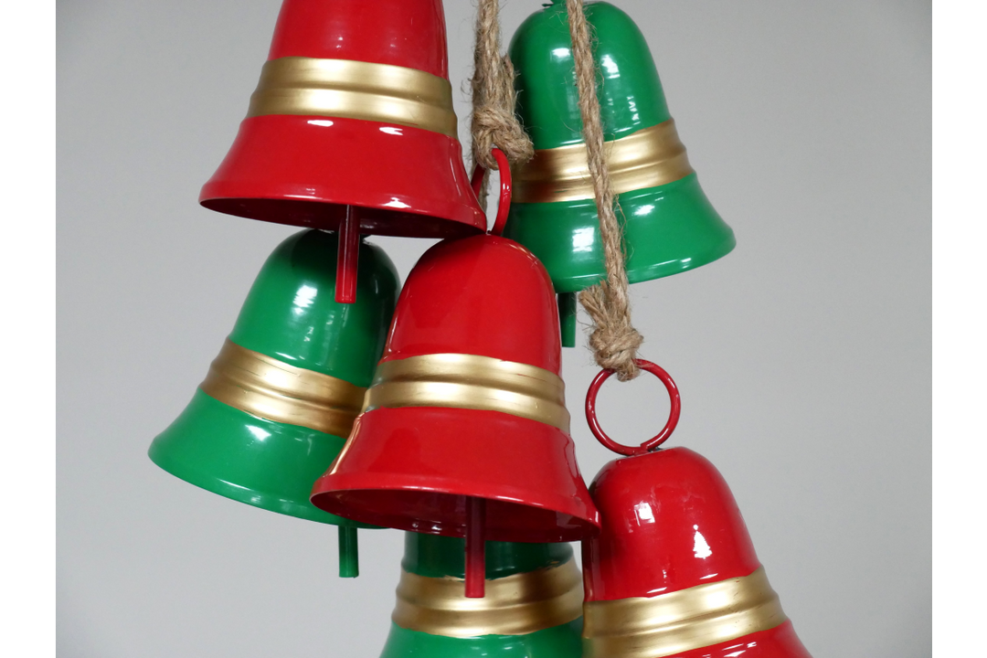 Christmas Bells on a rope-red & Green Festive Decoration