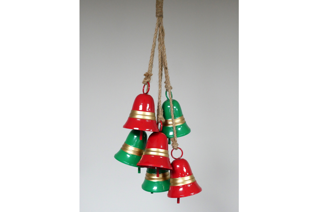 Christmas Bells on a rope-red & Green Festive Decoration