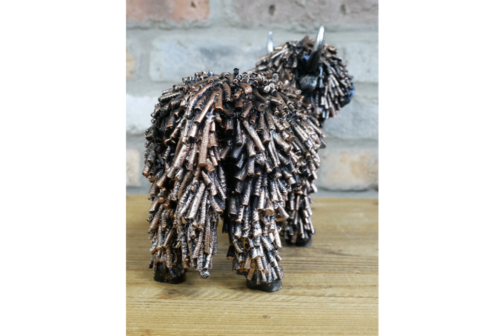 Bronze Highland Cow Resin Ornament with Coiled Effect Decorative Home Décor Accent