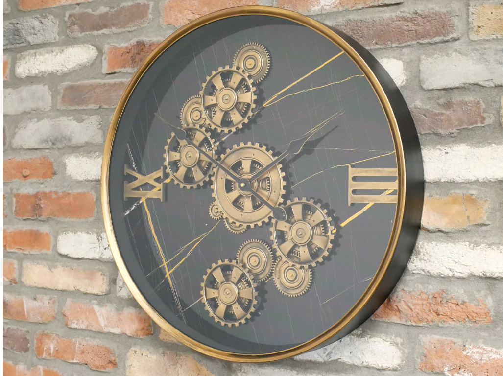 Industrial Clock With Cogs | Decorative Gear Wall Clock for Home & Office