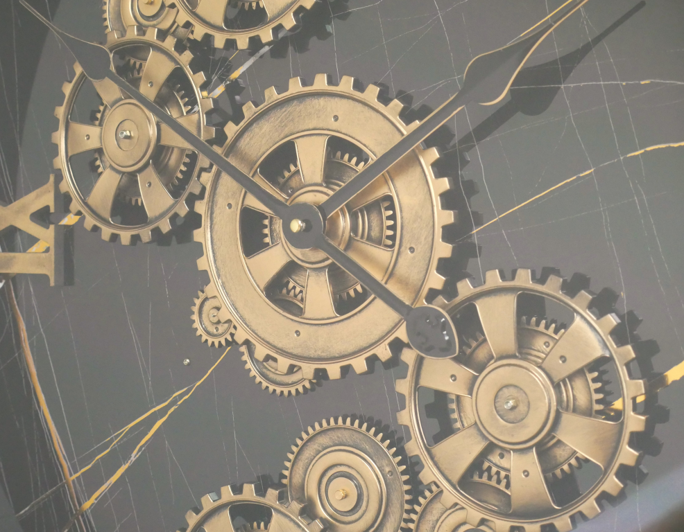 Industrial Clock With Cogs | Decorative Gear Wall Clock for Home & Office