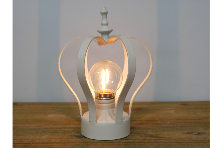 Gold/cream Crown Metal Table Lamp – Battery Operated Decorative LED Light