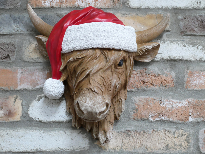 Cow head wearing Santa's hat Wall Christmas Decoration