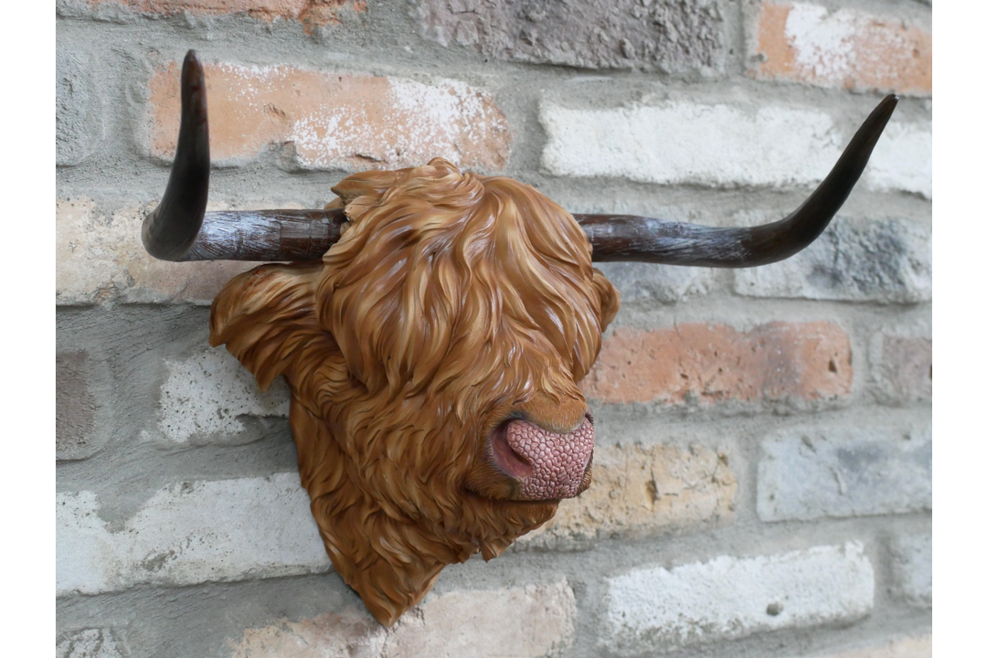 Highland cow 3d head wall mounted brown decorative ornament