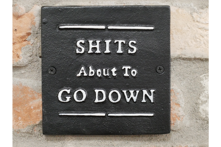 Quirky Funny Square Toilet Décor or Gift Cast Iron Wall Sign Humorous