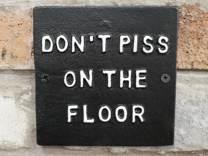Loo/toilet quirky signs black & white cast iron signs