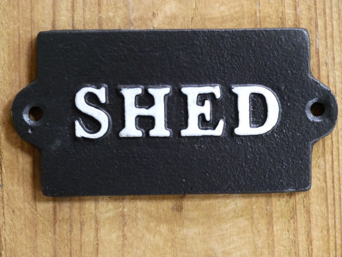 Quirky SHED Cast Iron Sign Rustic Mancave Garden Shed Bar Wall Décor