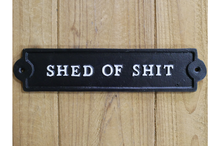 Quirky SHED Cast Iron Sign Rustic Mancave Garden Shed Bar Wall Décor