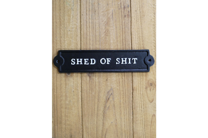 Quirky SHED Cast Iron Sign Rustic Mancave Garden Shed Bar Wall Décor